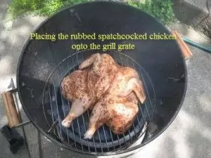 Inserting spatchcocked chicken