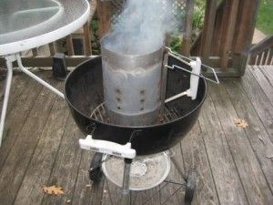 Firing up the Weber Chimney Starter