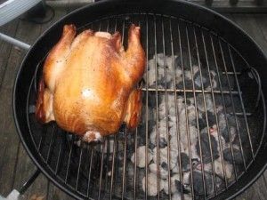 Removed grill top after 30 minutes to check chicken