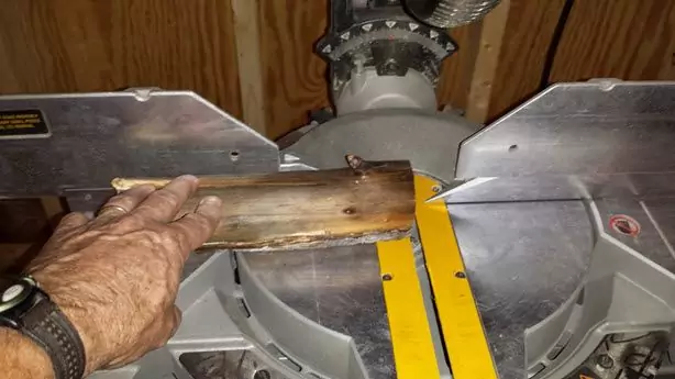 Cutting with Chop Saw (opted to use a safer method with bandsaw)
