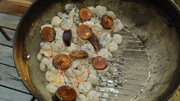 Astillas de Madera de Humo de Manzana en Carbones calientes